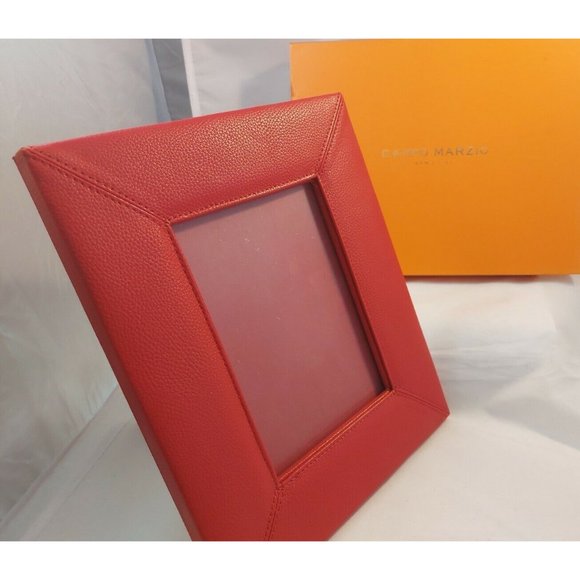 NEW CAMPO MARZIO ROMA 1933 Red Pebble Leather Frame 8x10 NIB - Picture 2 of 8